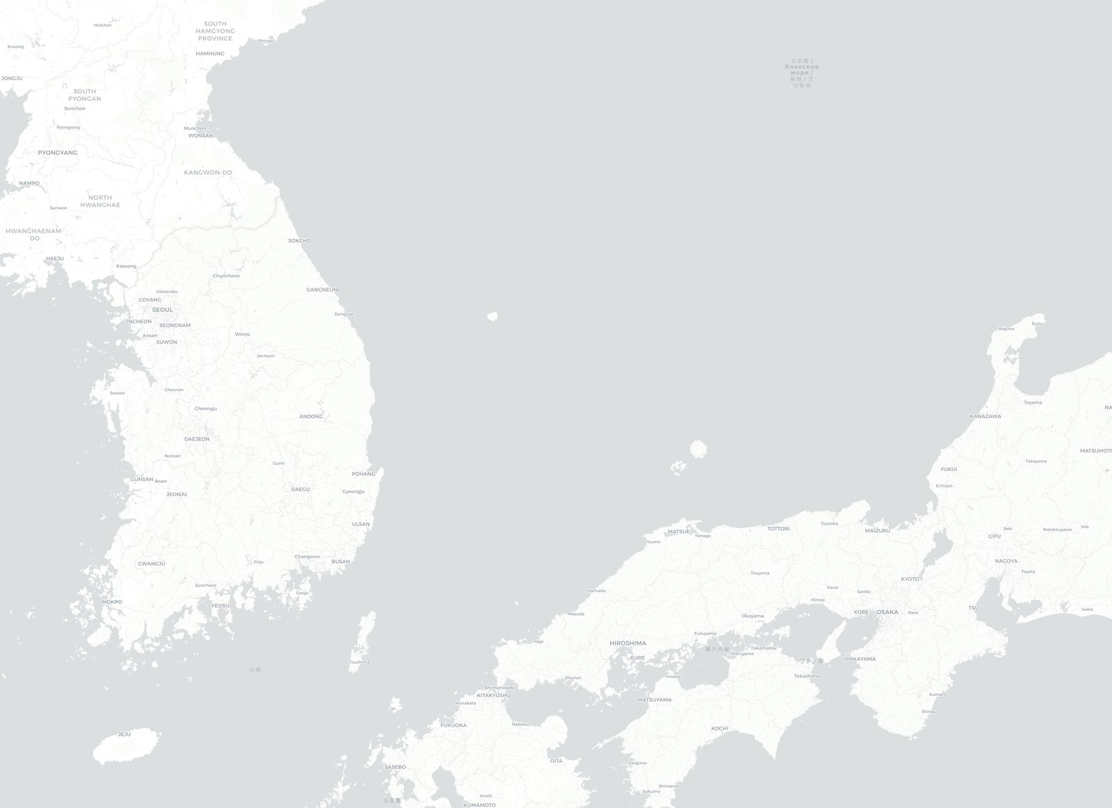 인천-고마쓰 항공 경로 지도